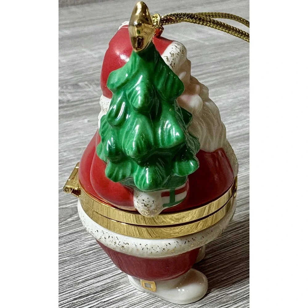 Lenox Treasures Santa Trinket Box. Lenox Treasures Christmas Ornament. EUC.